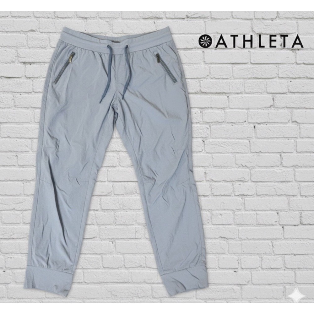 🔥Athleta 💙Women's Sz 14 Gray / Blue Trekkie North Joggers Hiking Travel Pants